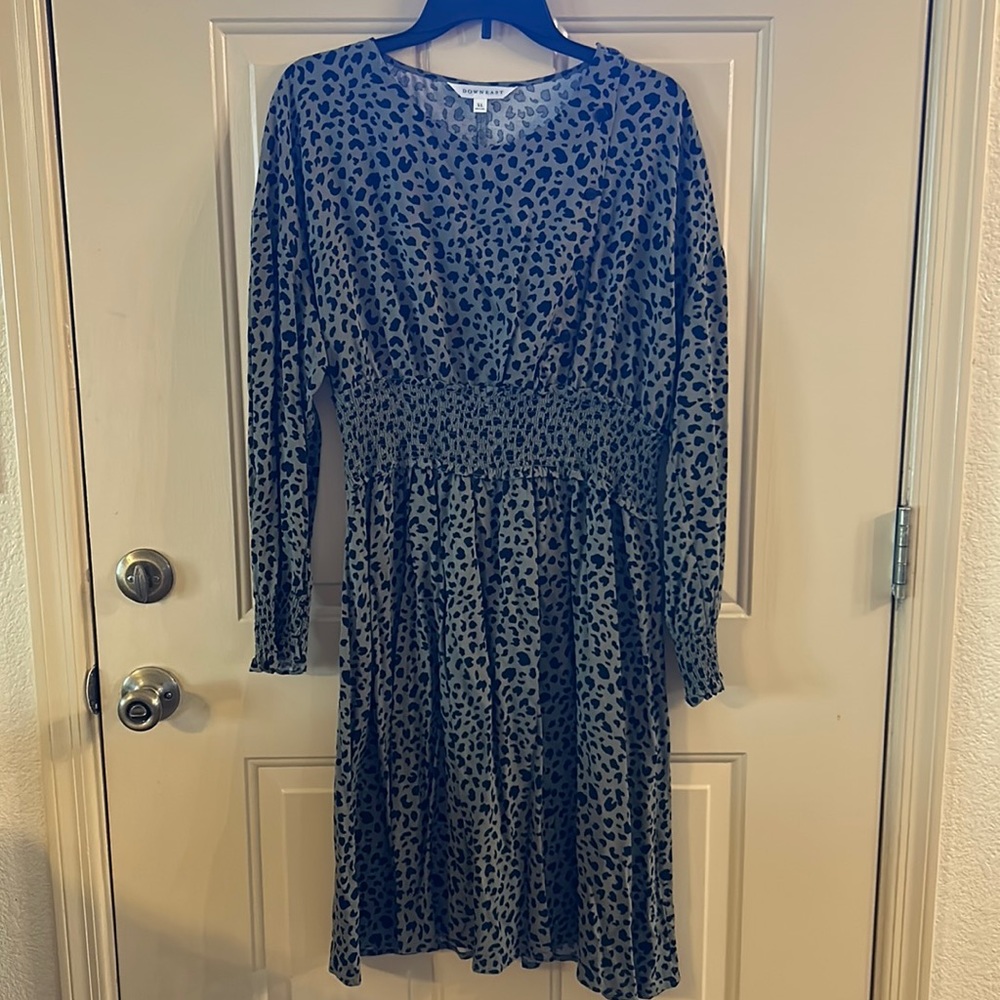 DownEast Army Green Animal Print Dress
